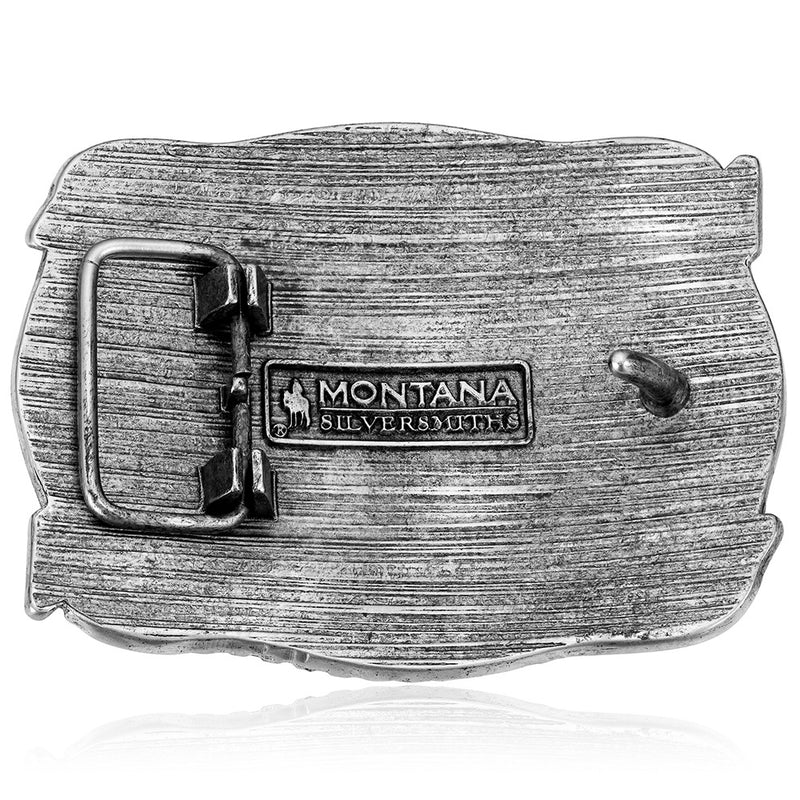 Load image into Gallery viewer, A1099P - Montana Silversmiths Pointing West Longhorn Buckle
