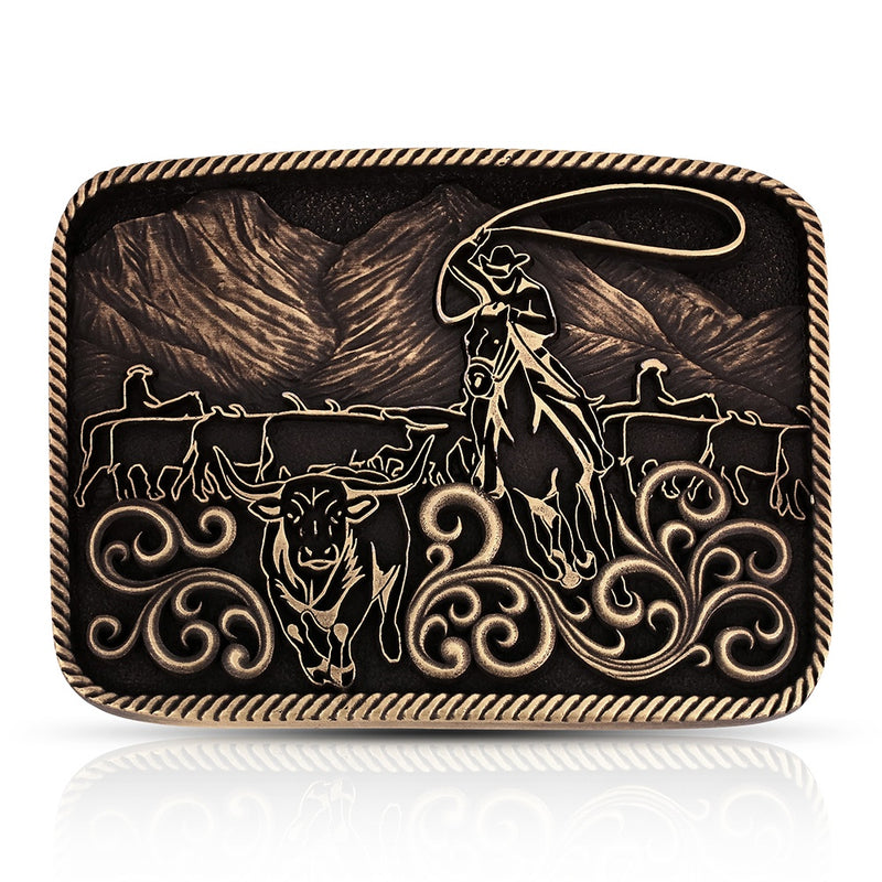 Load image into Gallery viewer, A1105C - Montana Silversmiths Frontier Cattle Drive Buckle
