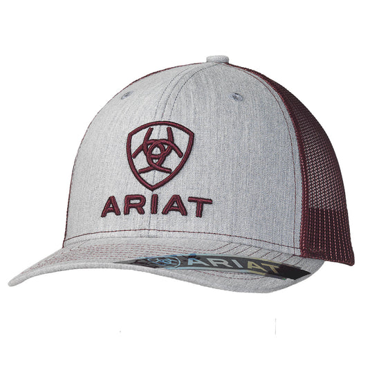 A300012009 - Ariat Men's Snapback Grey Embroidery Burgundy