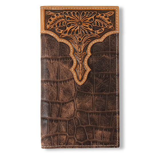 A3552802 - Ariat Rodeo Wallet Croc Floral Embossed Brown