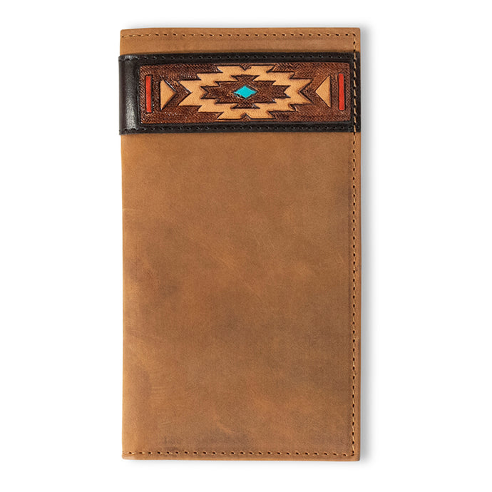 A35584217 - Ariat Men's Rodeo Style Wallet Southwestern Aged Bark