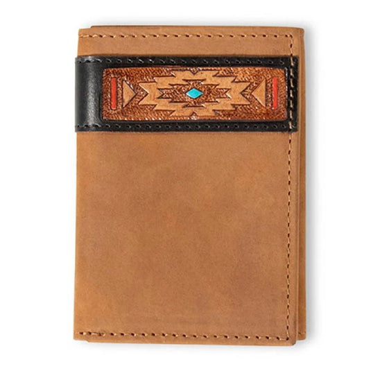 A35586217 - Ariat Men's Trifold Wallet Southwestern Aged Bark