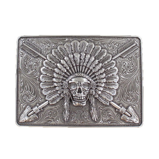 Ariat Silver Longhorn Rectangle Belt Buckle