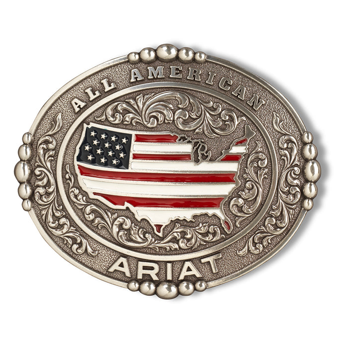 A37052 - Ariat Oval All American Antique Silver Belt Buckle