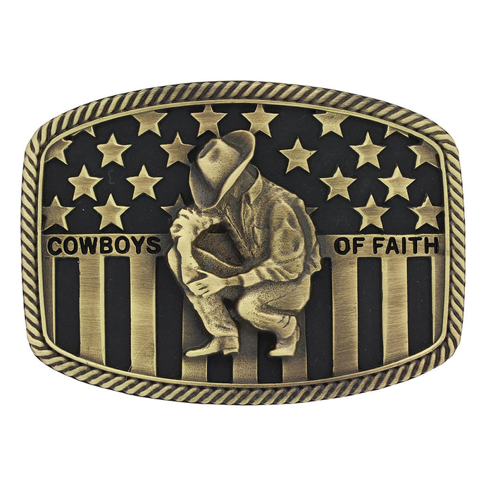 A706C - Montana Silversmiths Cowboys of Faith® Heritage Flag Attitude Buckle