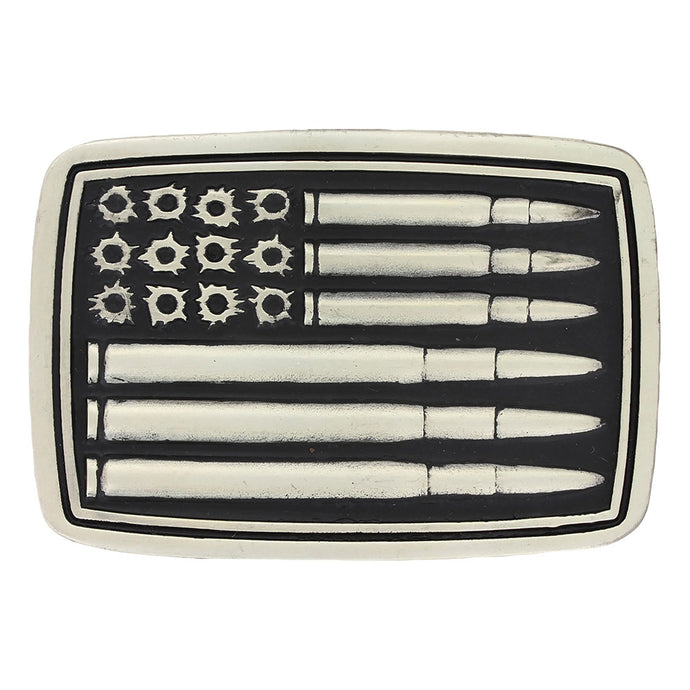 A709P - Montana Silversmiths Silver Bullet Flag Attitude Buckle