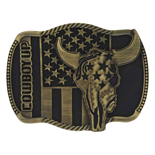 A713C - Montana Silversmiths Cowboy Up Strength in Heritage Attitude Buckle