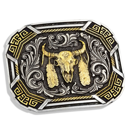 A741 - Montana Silversmiths Southwestern Flair Buffalo Skull Attitude Buckle