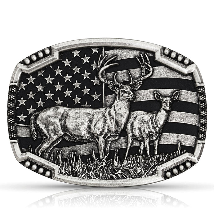 A785S - Montana Silversmiths Matched Pair Deer Buckle