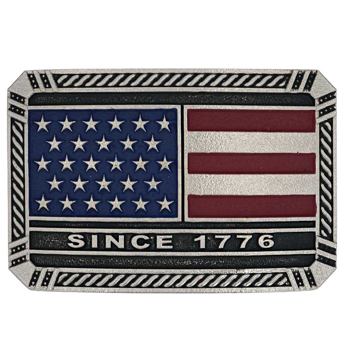 A866 - Trimmed Square American Flag Attitude Belt Buckle