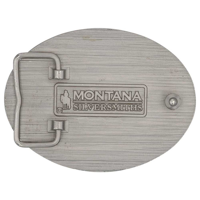 Load image into Gallery viewer, A867 - Montana Silversmiths Trimmed Circular American Flag Attitude Belt Buckle
