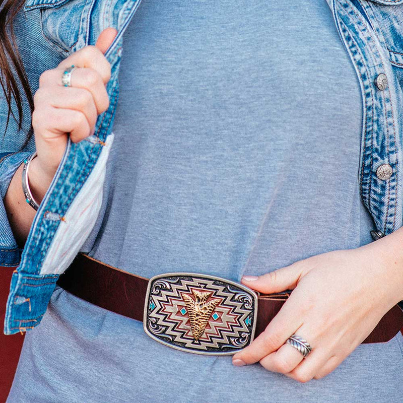 Load image into Gallery viewer, A872 - Montana Silversmiths Radiating Center of it All Arrow Belt Buckle
