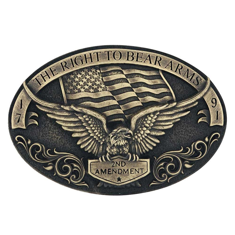 Load image into Gallery viewer, A877 - Montana Silversmiths Soaring Eagle Arms Attitude Belt Buckle
