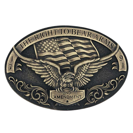 A877 - Montana Silversmiths Soaring Eagle Arms Attitude Belt Buckle