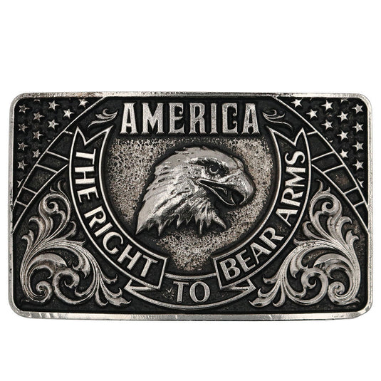 A878 - Montana Silversmiths Eagle Arms Patriotic Belt Buckle