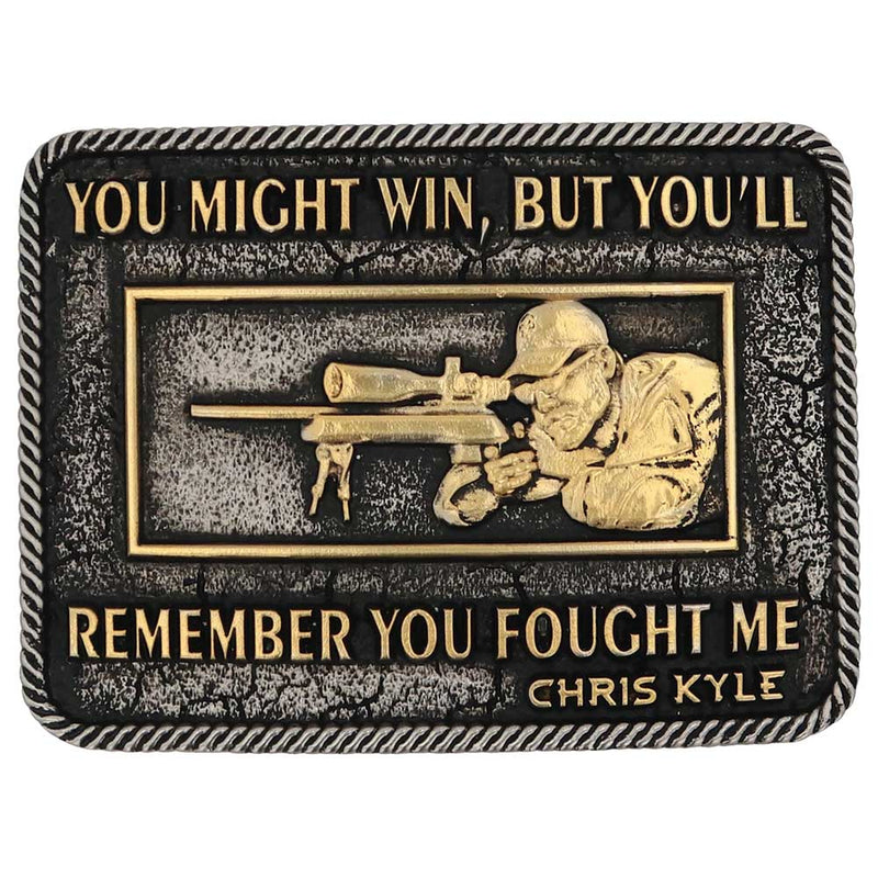 Load image into Gallery viewer, A897CK - Montana Silversmiths You&#39;ll Remember, Chris Kyle Attitude Belt Buckle
