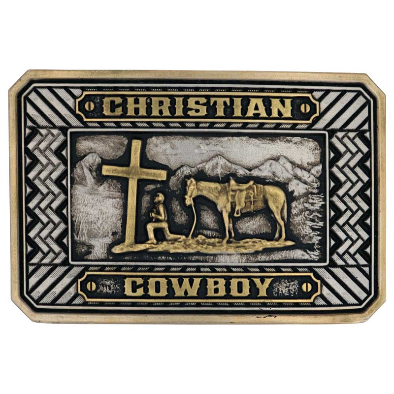 Load image into Gallery viewer, A898 - Montana Silversmiths Beaming Christian Cowboy Attitude Buckle
