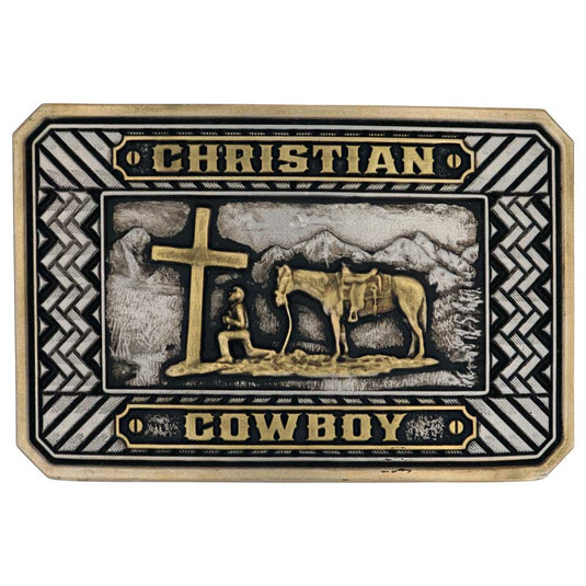 A898 - Montana Silversmiths Beaming Christian Cowboy Attitude Buckle