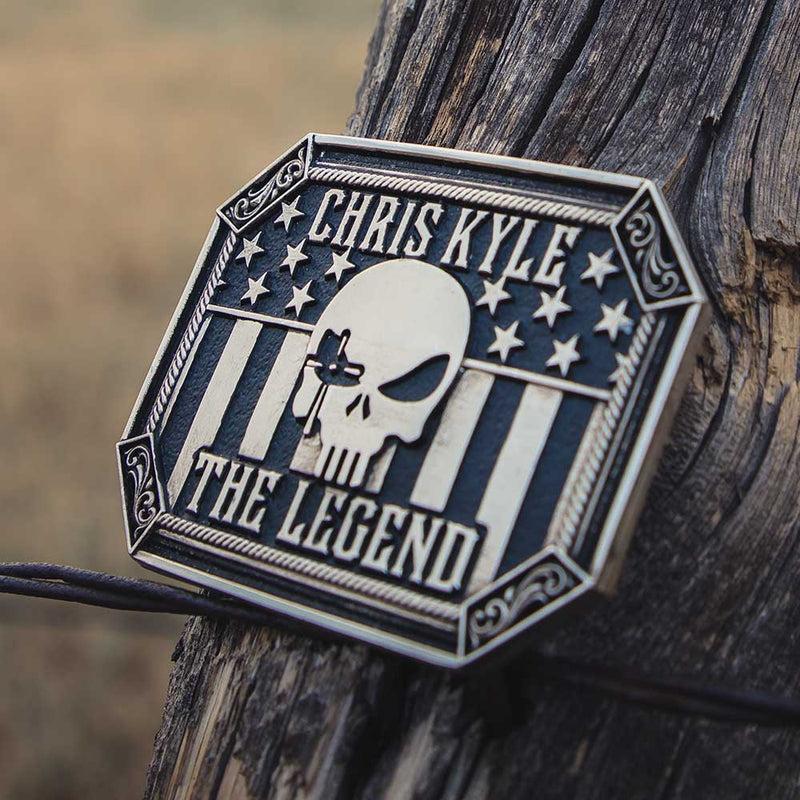 Load image into Gallery viewer, A904CK - Montana Silversmiths The Legend Chris Kyle Attitude Belt Buckle
