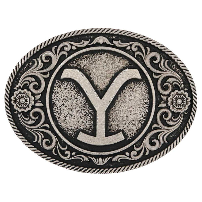 A914YEL - Yellowstone Y Floral Filigree Belt Buckle