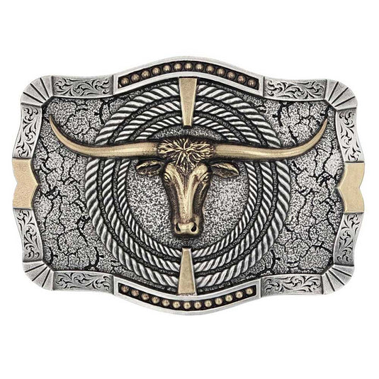 A930 - Montana Silversmiths Ropin' Ready Longhorn Attitude Buckle