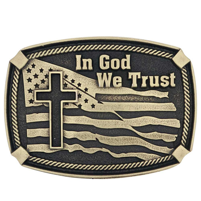 A934 - Montana Silversmiths In God We Trust Heritage Attitude Buckle