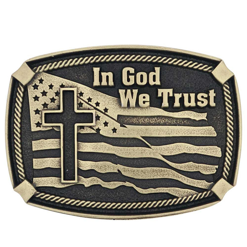 Load image into Gallery viewer, A934 - Montana Silversmiths In God We Trust Heritage Attitude Buckle
