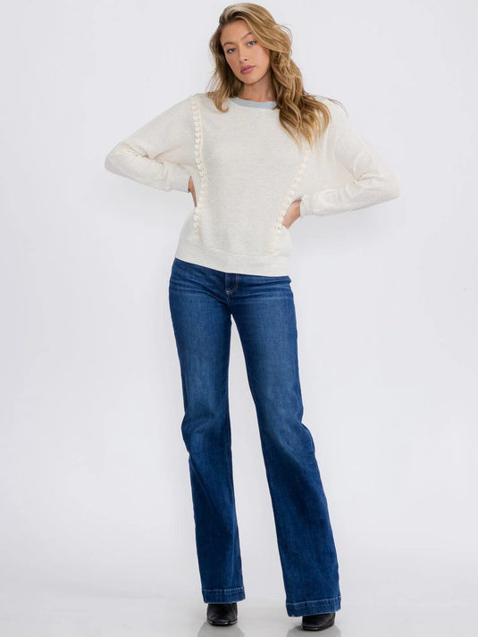 WFT 12 - WOMEN'S LONG SLEEVE COLORBLOCK DETAILED TRIM TOP