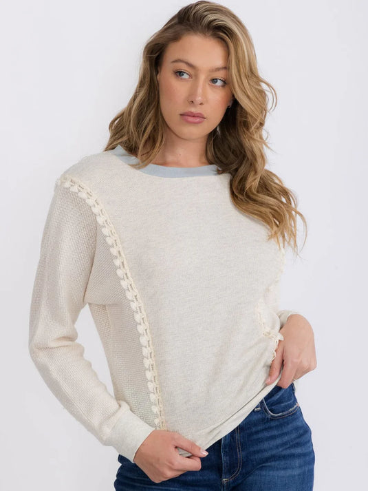 WFT 12 - WOMEN'S LONG SLEEVE COLORBLOCK DETAILED TRIM TOP