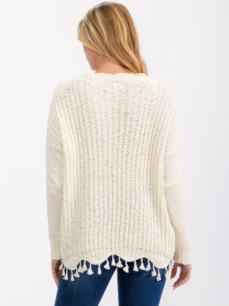 Load image into Gallery viewer, WFT 4 - Women&#39;s Ivory Long Sleeve Trim Detailed Knit Sweater
