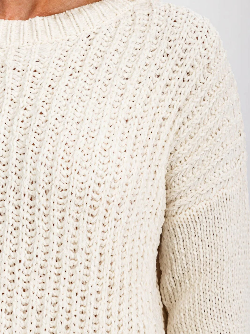 Load image into Gallery viewer, WFT 4 - Women&#39;s Ivory Long Sleeve Trim Detailed Knit Sweater
