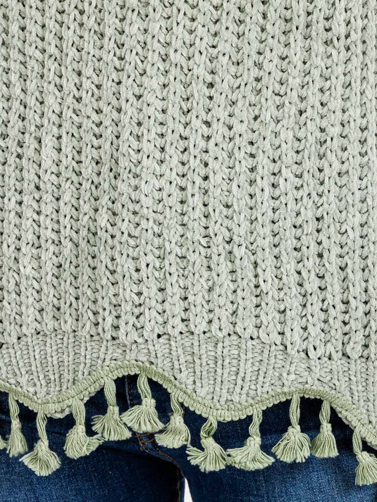 WFT 3 - Women's Sage Long Sleeve Trim Detailed Knit Sweater