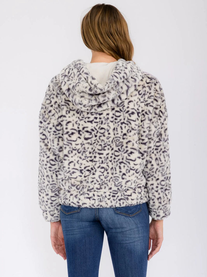 Load image into Gallery viewer, WFT 19 - WOMEN&#39;S ANIMAL PRINT FRONT POCKETS HOODED PULLOVER SWEATER
