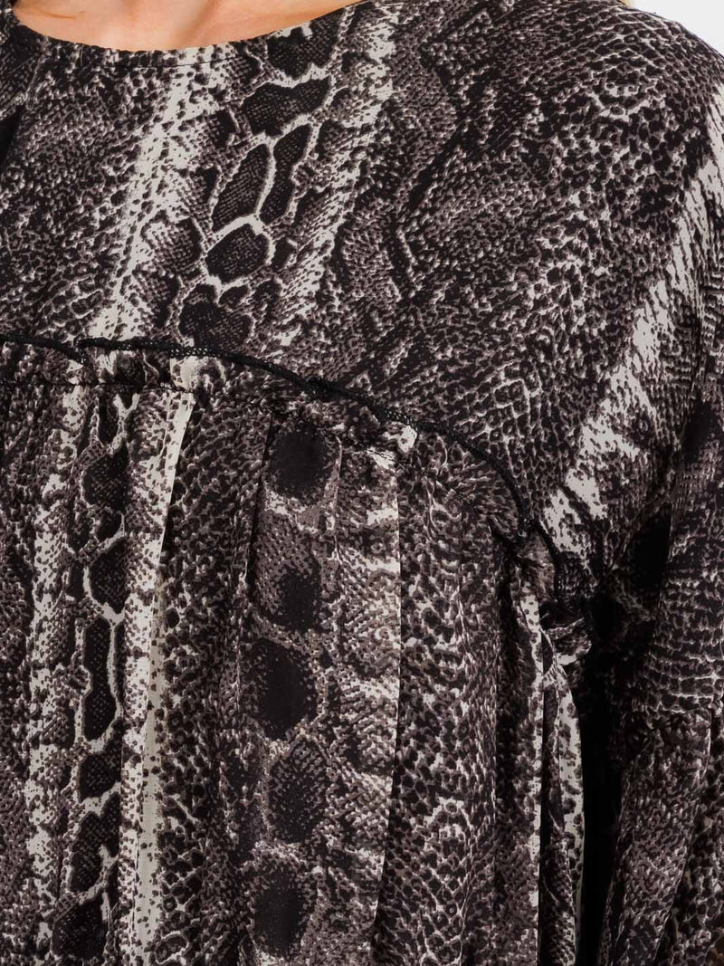 Load image into Gallery viewer, WFT 18 - WOMEN&#39;S LONG SLEEVE TIERED TUNIC ANIMAL PRINT BLOUSE
