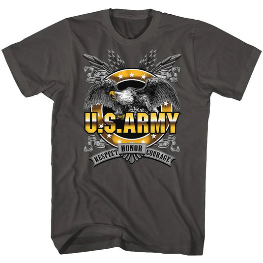 ARMY519 - ARMY-HONOR RESPECT COURAGE-SMOKE ADULT S/S TSHIRT