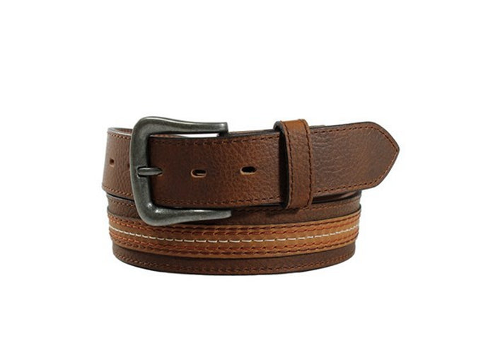 A1040344 - Ariat Mens Belt 1 1/2'' Stitched Overlay Medium Brown