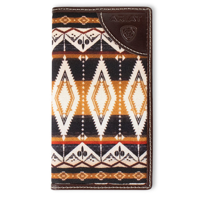 A3559402 - Ariat Men's Rodeo Style Wallet Southwestern Fabric Brown