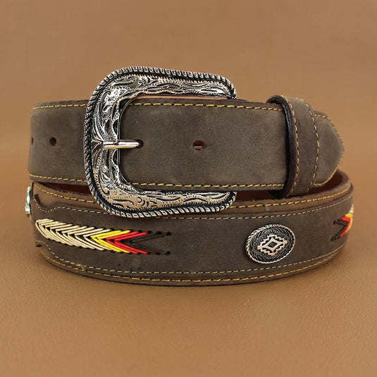 B1001 - RockinLeather Cowhide Leather Belt w/ Aztec Designs