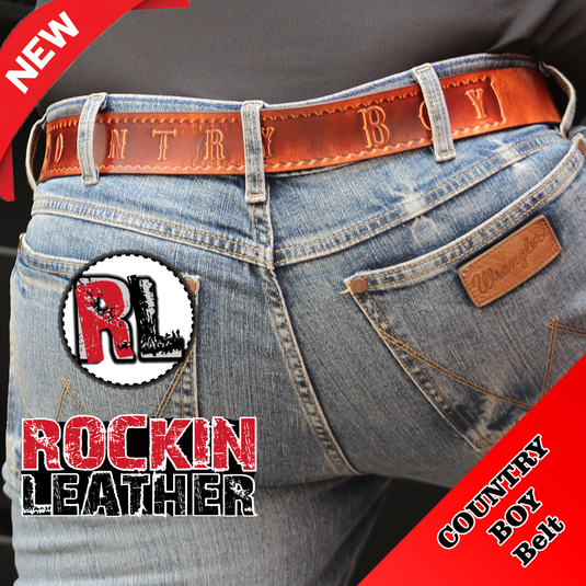 B1021 - RockinLeather Marbled Cowhide COUNTRY BOY Belt