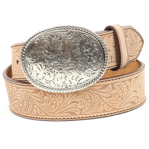 B1022 - RockinLeather Cowhide Leather Belt With Floral Print