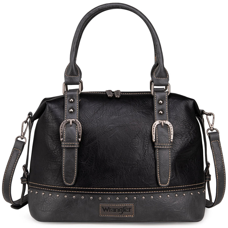 Load image into Gallery viewer, WG48-S5110BK - Wrangler Buckle Classic Barrel Satchel Black
