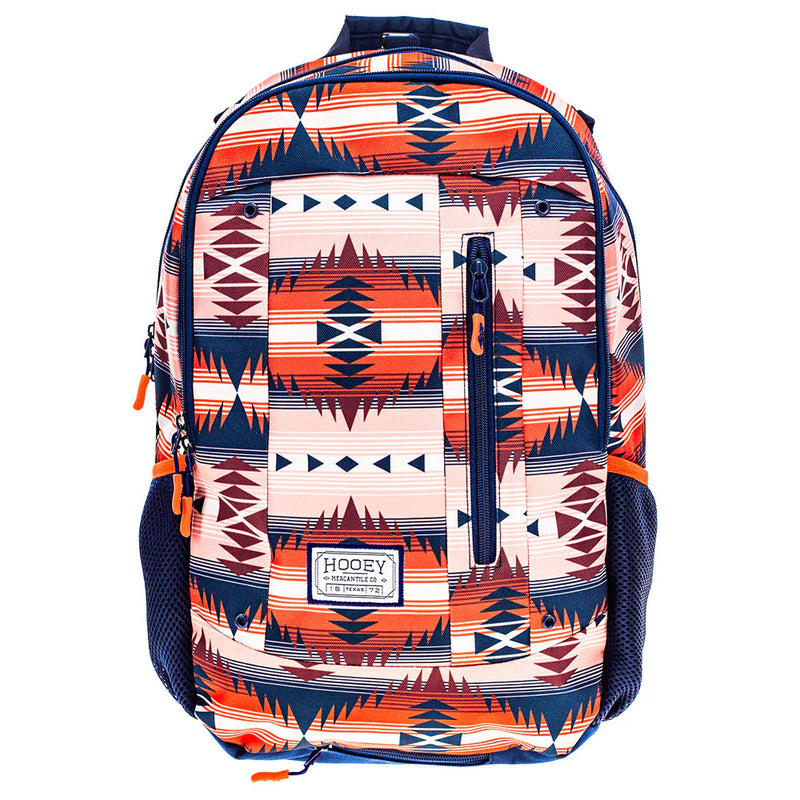 Load image into Gallery viewer, BP062NVAZ - Hooey  "Rockstar" Navy &amp; Coral W/Aztec Backpack
