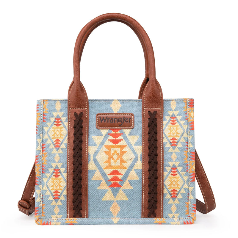 Load image into Gallery viewer, WG2202-8120SBR Wrangler Southwestern Print Small Canvas Tote/Crossbody
