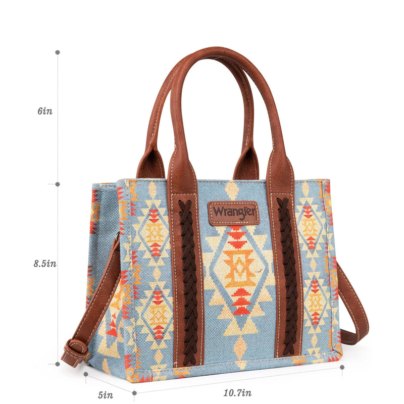 Load image into Gallery viewer, WG2202-8120SBR Wrangler Southwestern Print Small Canvas Tote/Crossbody
