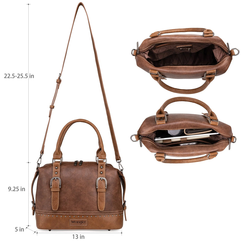 Load image into Gallery viewer, WG48-S5110CF - Wrangler Buckle Classic Barrel Satchel - Coffee
