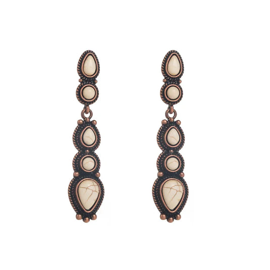 NIHER157 - Bohemian Western Style White Drop Earrings