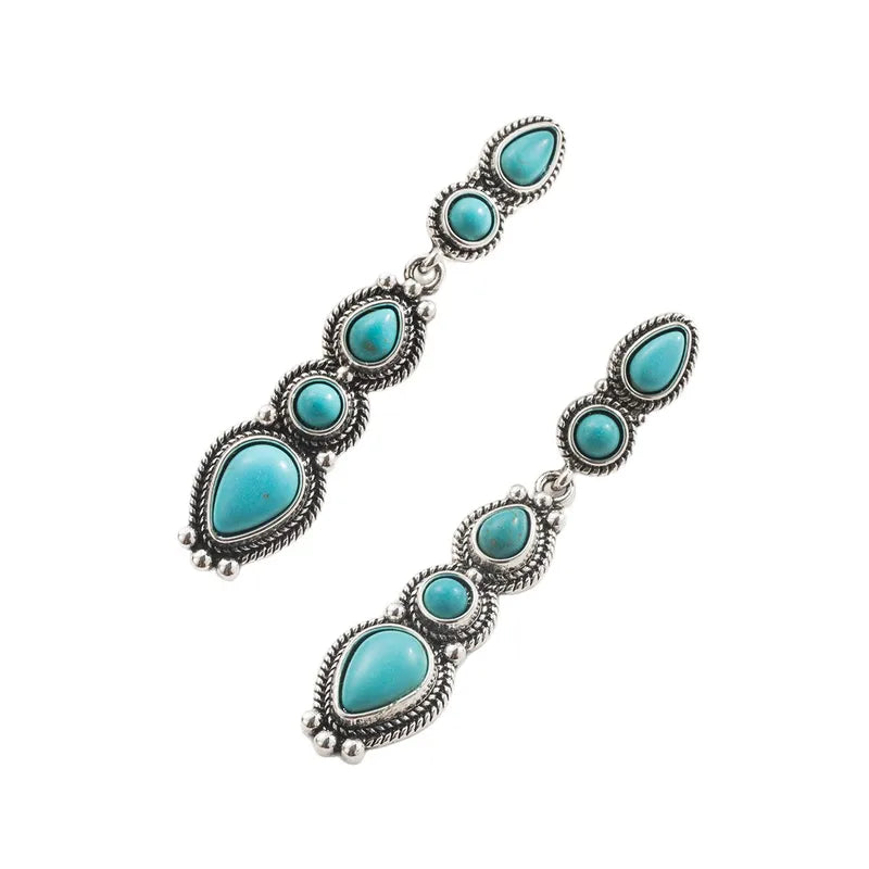 Load image into Gallery viewer, NIHER154 - Bohemian Western Style Turquoise Drop Earrings

