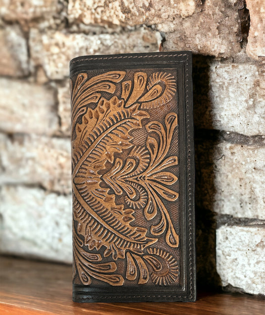 C1300 - Ranger Belt Co. Leaf Tooled Rodeo Wallet