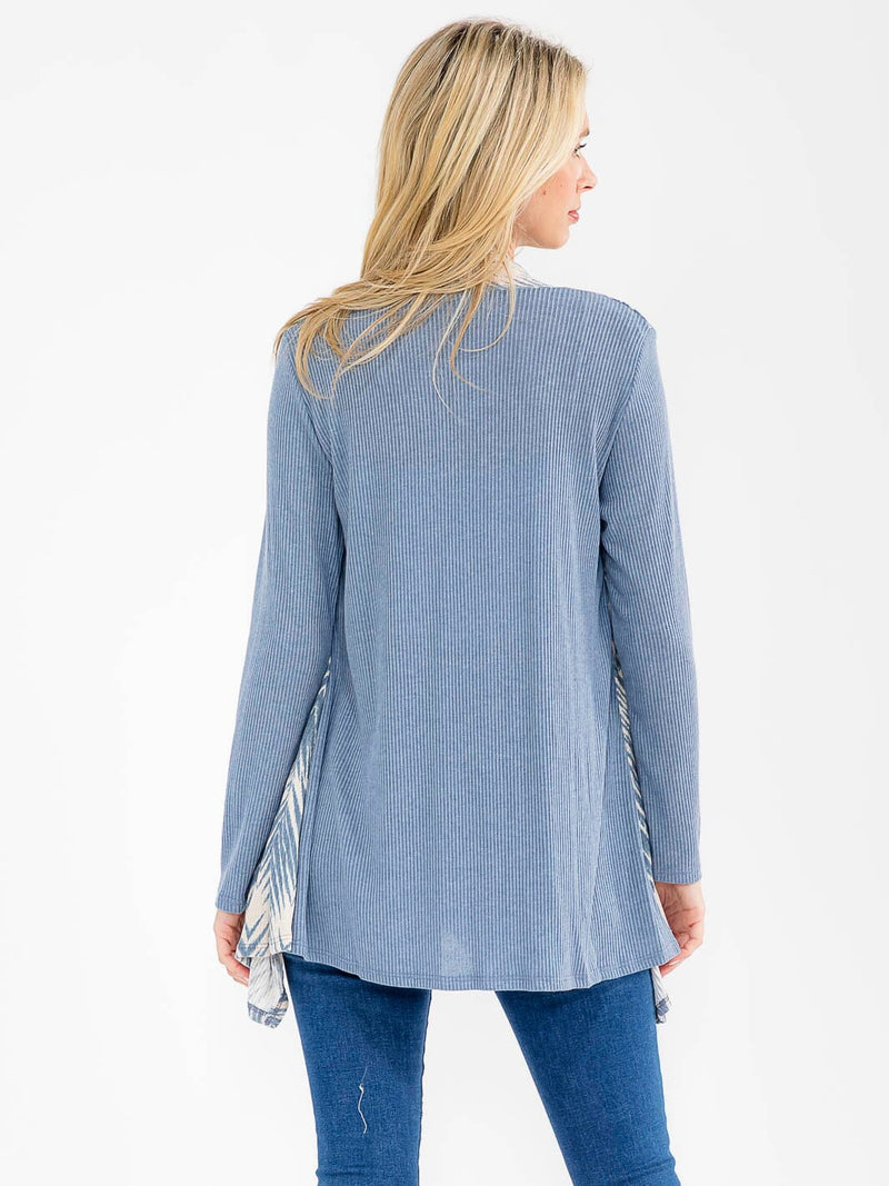 Load image into Gallery viewer, WFT 35 - WOMEN'S LONG SLEEVE OPEN FRONT RIBBED PRINTED CARDIGAN
