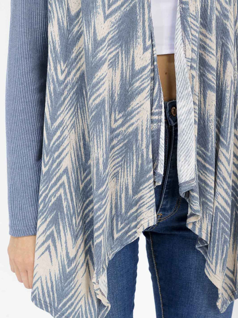 Load image into Gallery viewer, WFT 35 - WOMEN'S LONG SLEEVE OPEN FRONT RIBBED PRINTED CARDIGAN
